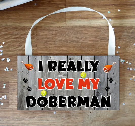 Doberman Plaque Gift - I Really Love My - Cute Novelty Fun Dog Owner - Pet Lover Sign Present