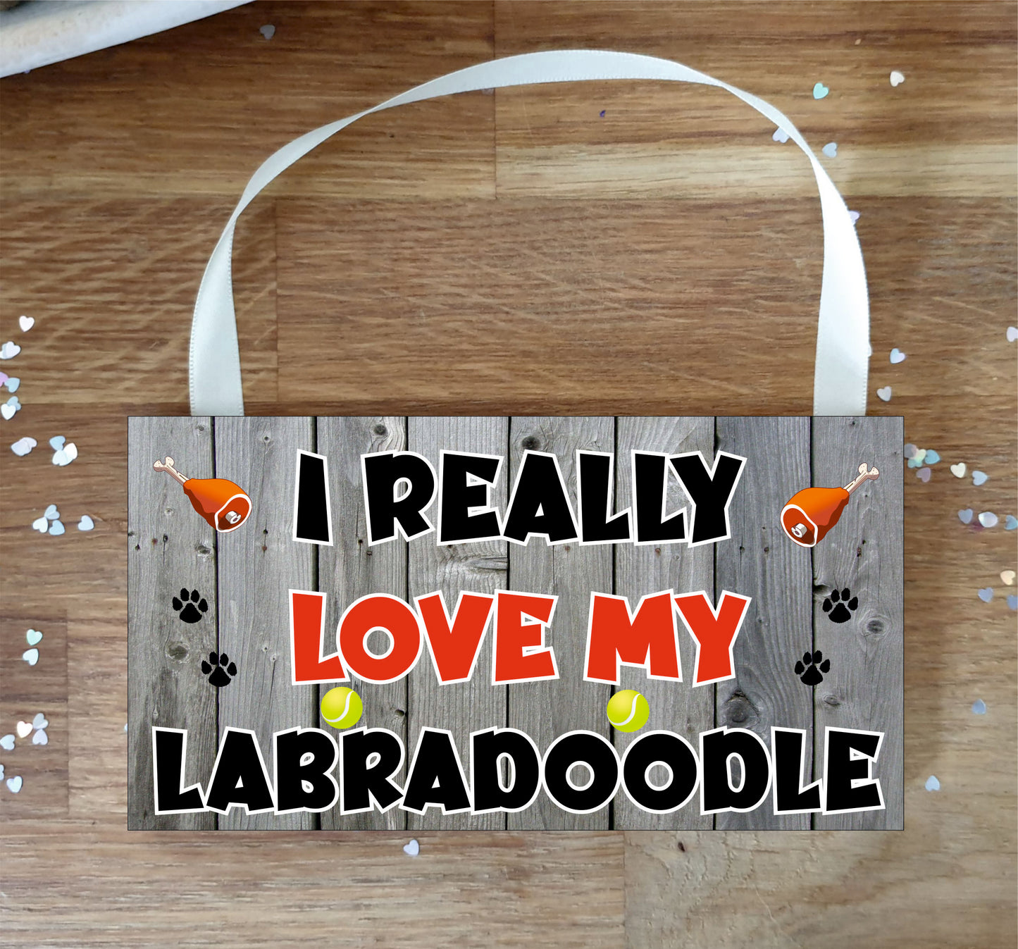 Labradoodle Plaque Gift - I Really Love My - Cute Novelty Fun Dog Owner - Pet Lover Sign Present