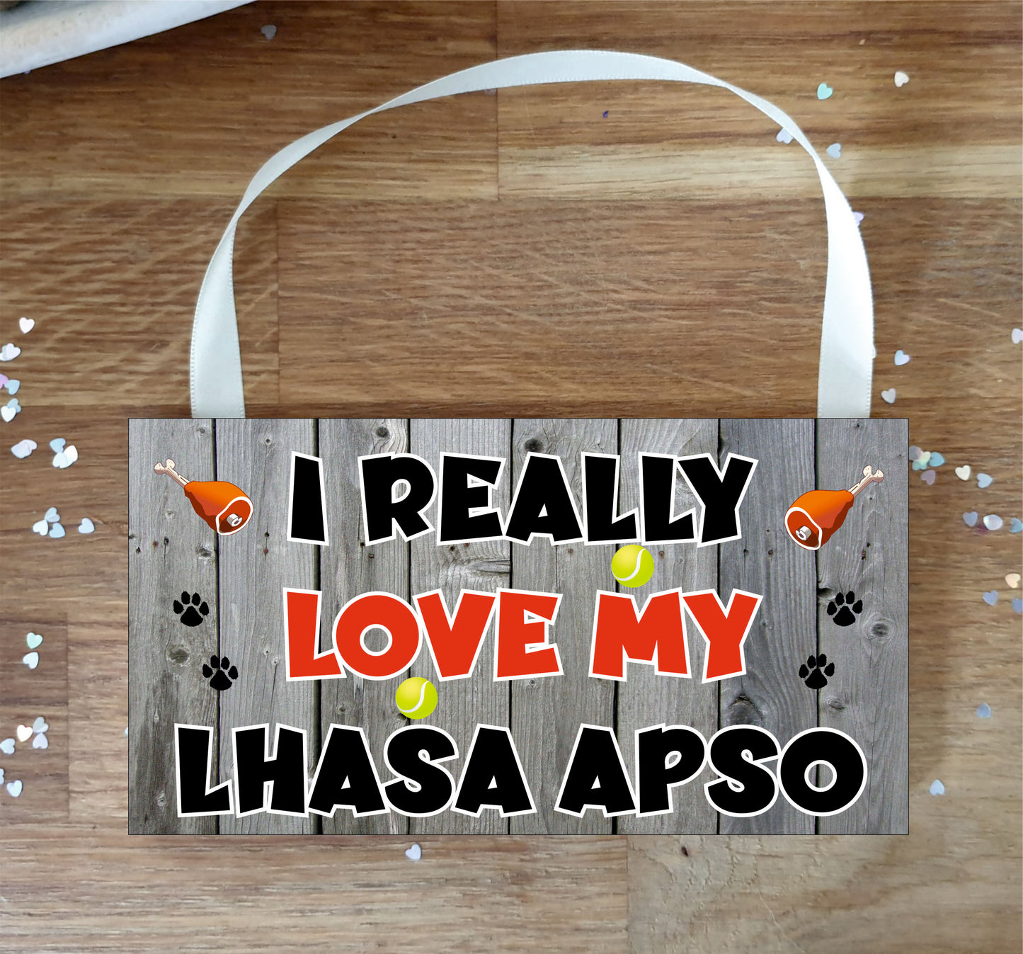 Lhasa Apso Plaque Gift - I Really Love My - Cute Novelty Fun Dog Owner - Pet Lover Sign Present