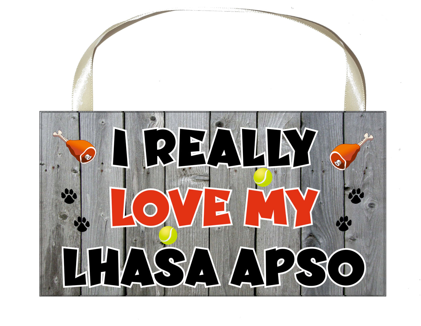Lhasa Apso Plaque Gift - I Really Love My - Cute Novelty Fun Dog Owner - Pet Lover Sign Present