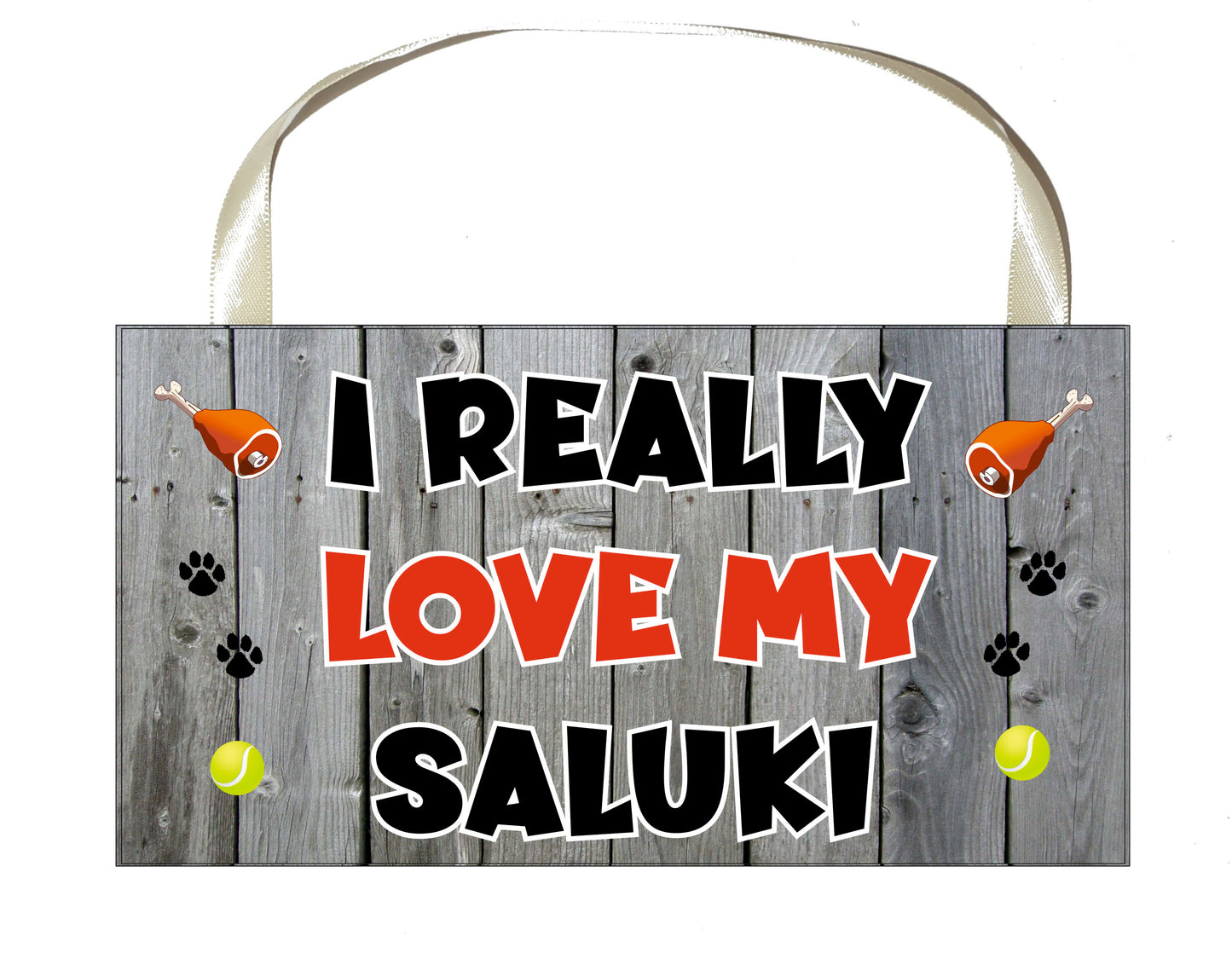 Saluki Plaque Gift - I Really Love My - Cute Novelty Fun Dog Owner - Pet Lover Sign Present