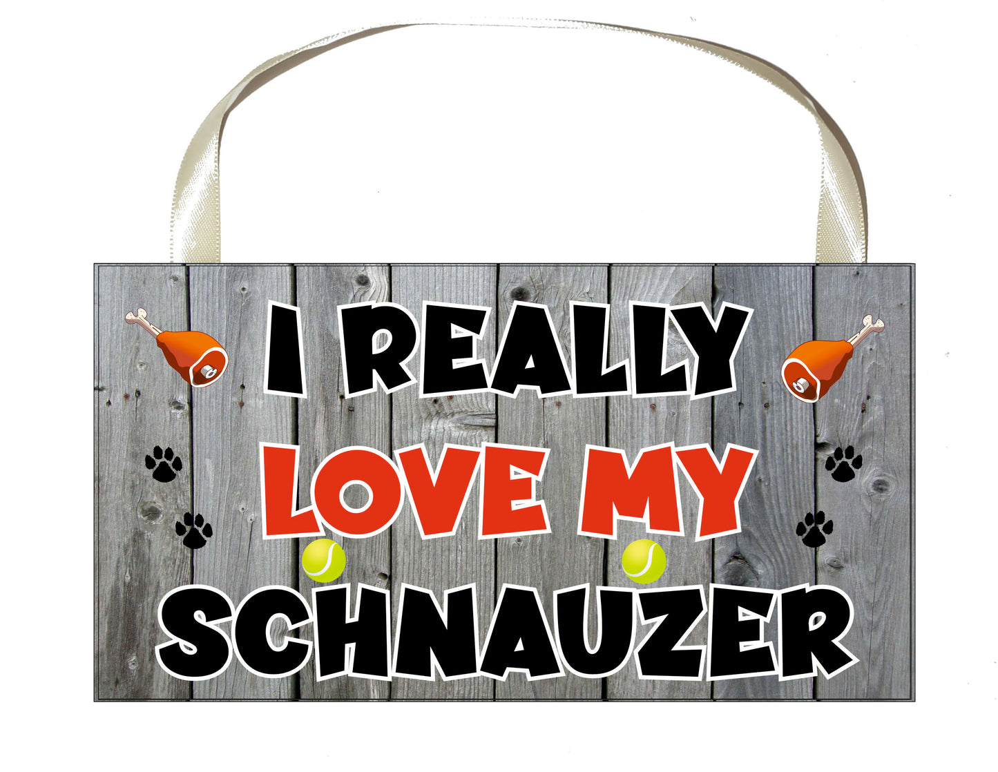 Schnauzer Plaque Gift - I Really Love My - Cute Novelty Fun Dog Owner - Pet Lover Sign Present
