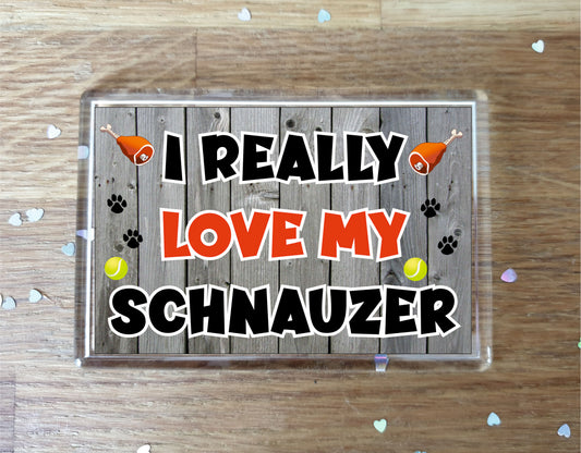 Schnauzer Fridge Magnet Gift - I Really Love My - Cute Novelty Fun Dog Owner Present