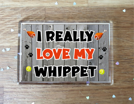 Whippet Fridge Magnet Gift - I Really Love My - Cute Novelty Fun Dog Owner Present