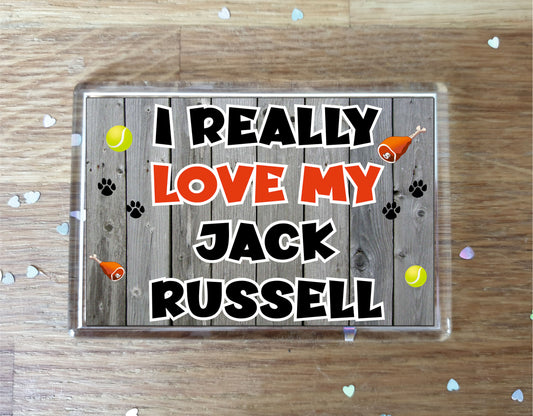 Jack Russell Fridge Magnet Gift - I Really Love My - Cute Novelty Fun Dog Owner Present