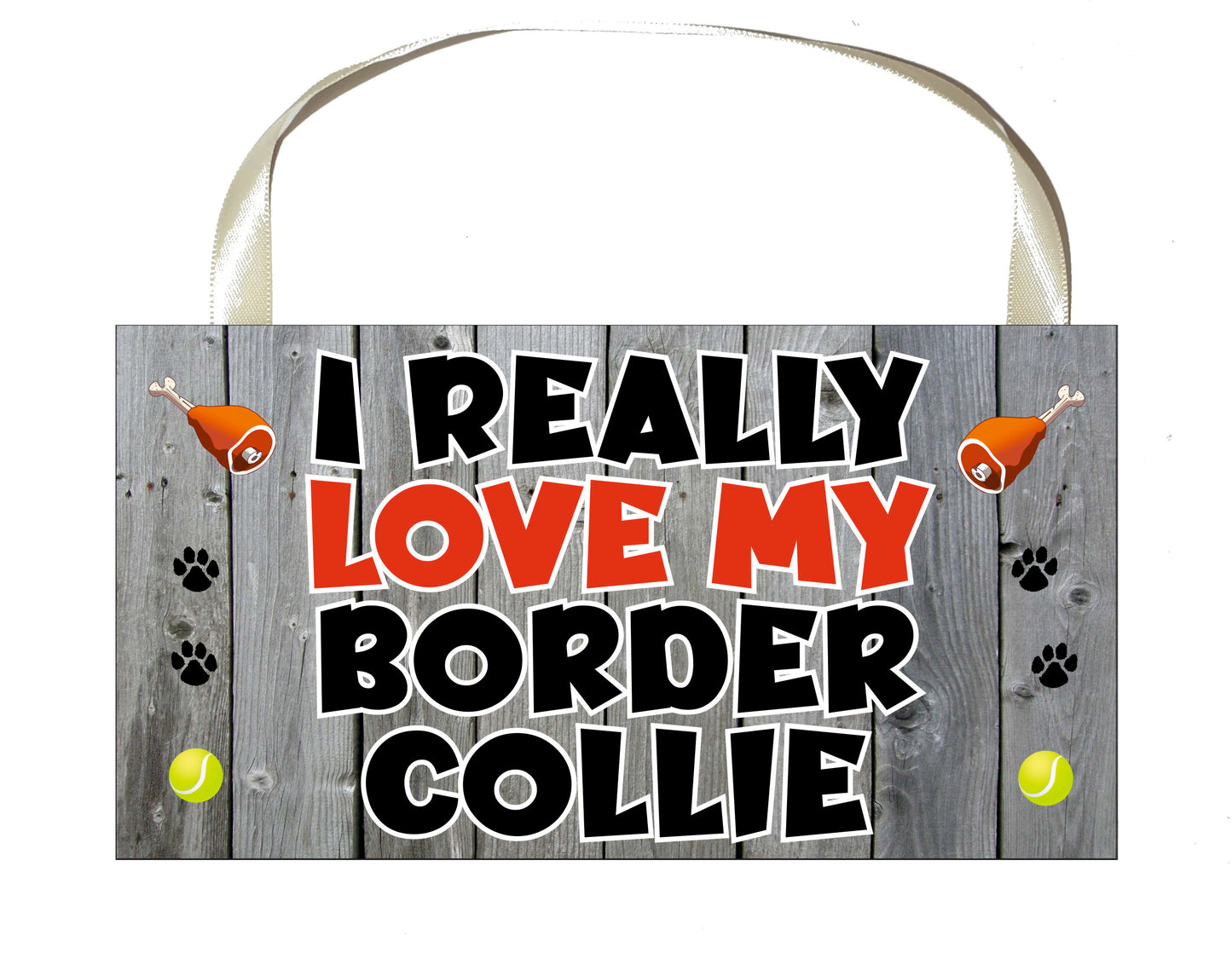 Border Collie Plaque Gift - I Really Love My - Cute Novelty Fun Dog Owner Lover Sign Present