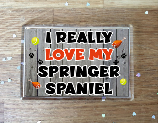 Springer Spaniel Fridge Magnet Gift - I Really Love My - Cute Novelty Fun Dog Owner Present