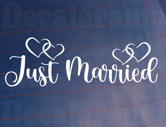 Just Married Car Sticker Wedding Car Window Decal Wedding Day Decoration Decals Beloved Hearts Font