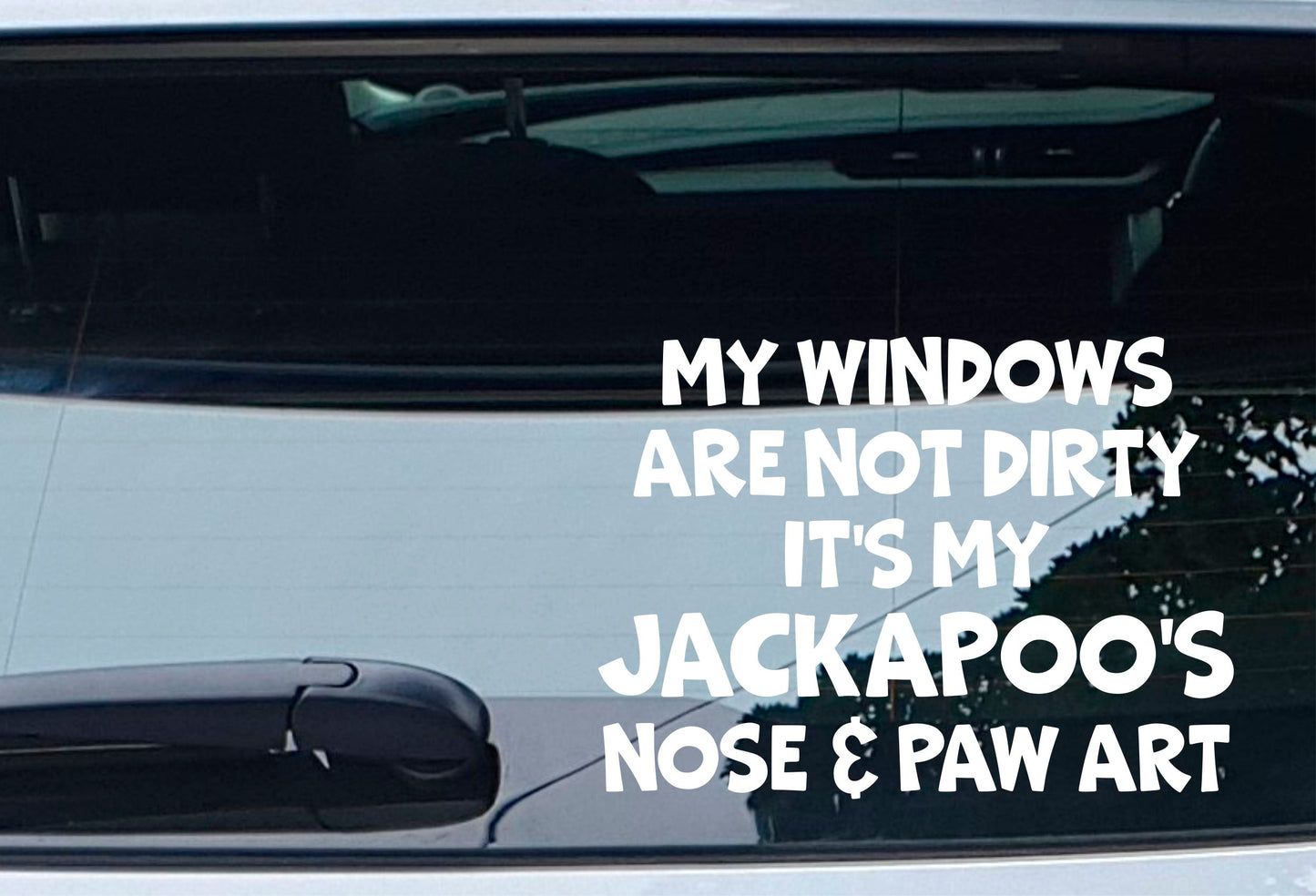 Car Sticker Jackapoo Windows Not Dirty Nose & Paw Art Nice Funny Cute Novelty Dog Bumper Boot Decal