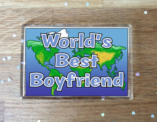 Boyfriend Fridge Magnet - World's Best Boyfriend - Novelty Love Gift - Fun Birthday Christmas Present