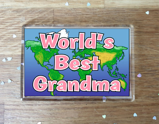 Grandma Fridge Magnet - World's Best Grandma - Novelty Love Gift - Fun Birthday Christmas Present