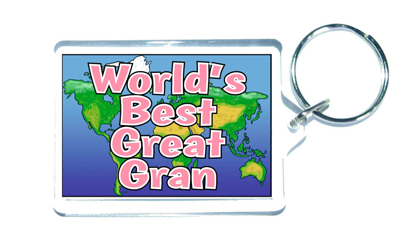 Great Gran Keyring Gift - World's Best Great Gran - Fun Novelty Christmas Birthday Present