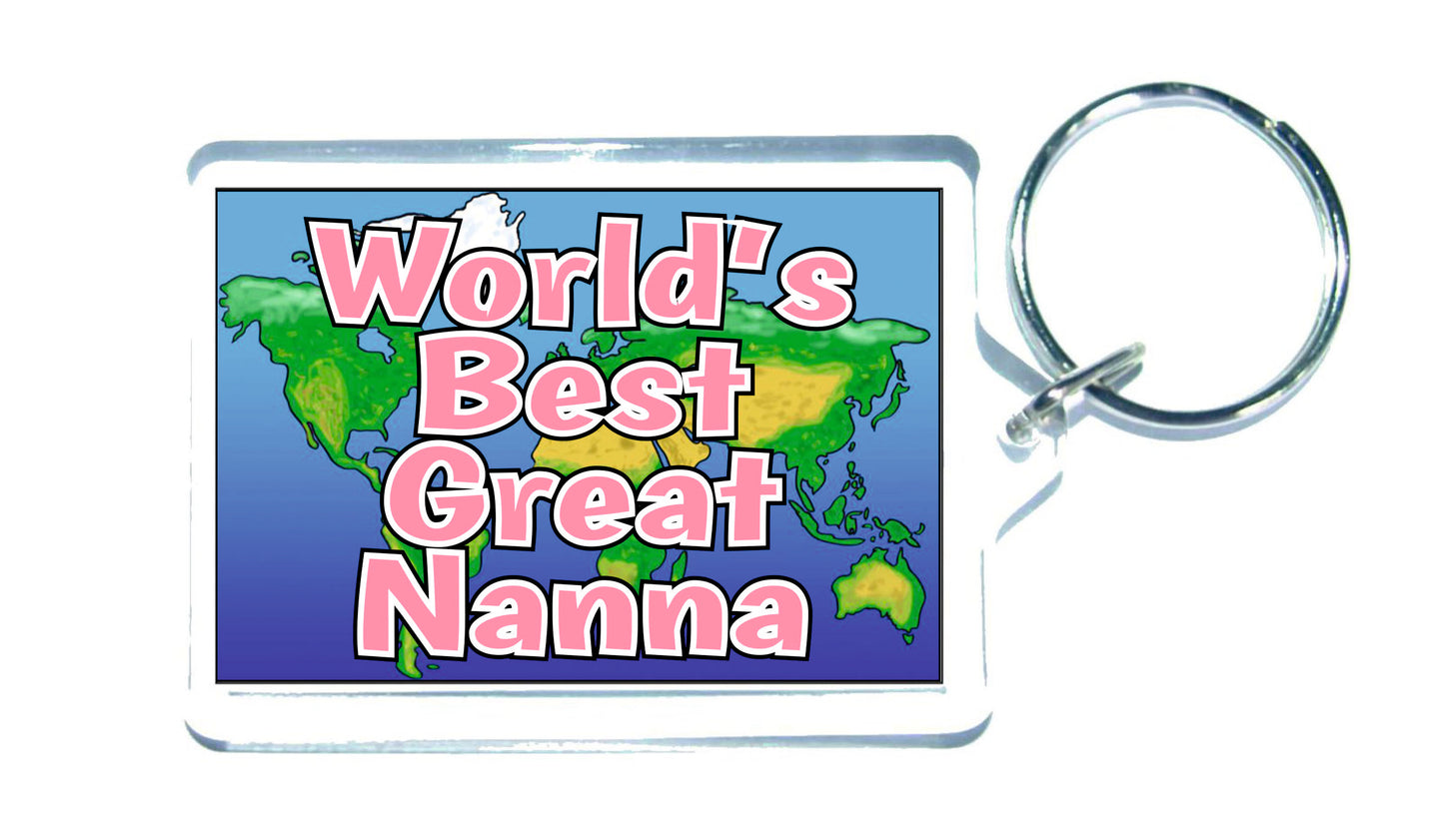 Great Nanna Keyring Gift - World's Best Great Nanna - Fun Novelty Christmas Birthday Present