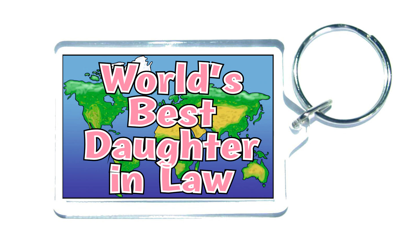 Daughter in Law Keyring Gift - World's Best Daughter in Law - Fun Novelty Christmas Birthday Present