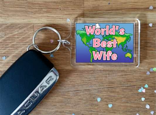 Wife Keyring Gift - World's Best Wife - Fun Novelty Christmas Birthday Present